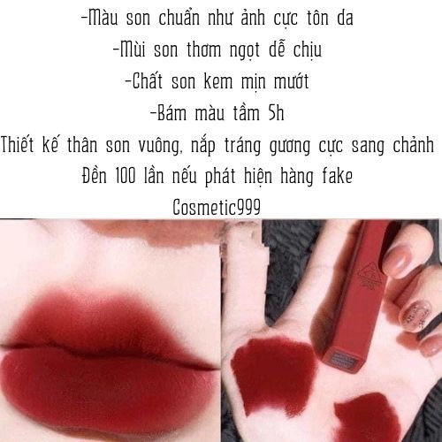 Son 3ce cloud lip tint màu live a little đỏ đất-cosmetic999