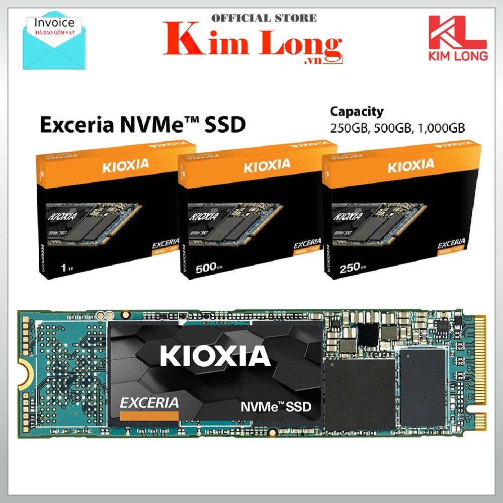 Ổ cứng SSD M.2 2280 NVMe Kioxia (Toshiba) Exceria BiCS FLASH PCIe Gen 3.0 x 4 Lanes - Chính Hãng FPT