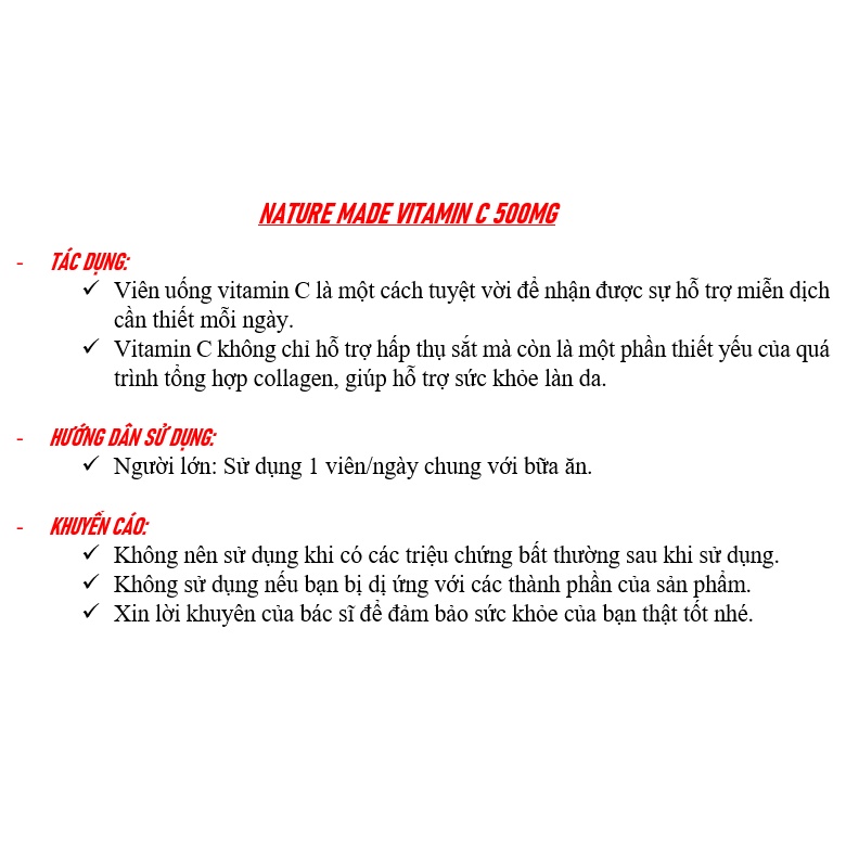 [DATE 04/2024 &amp; 11/2024] NATURE MADE VITAMIN C 500MG 250 VIÊN