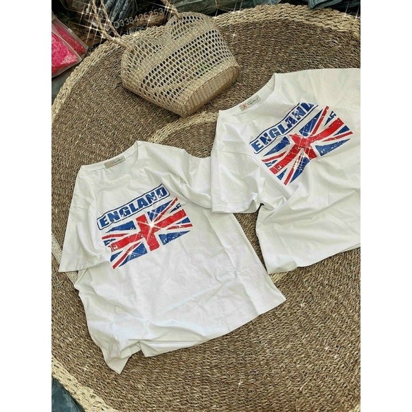 Áo thun giấy form rộng #ENGLAND tay ngắn cổ tròn