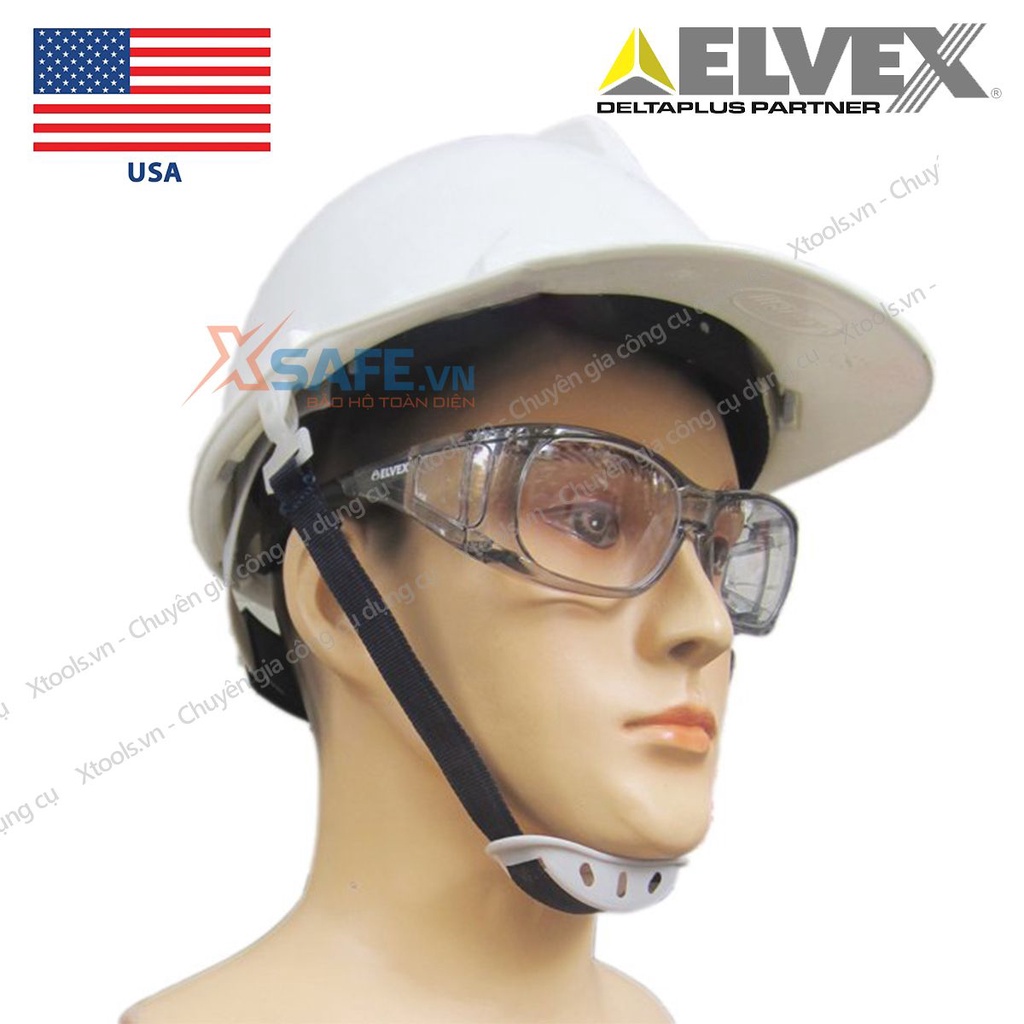 Kính bảo hộ Elvex SG37C trong suốt đeo được cùng kính cận chống tia UV, chống bụi, chắn gió, trầy xước, đọng sương