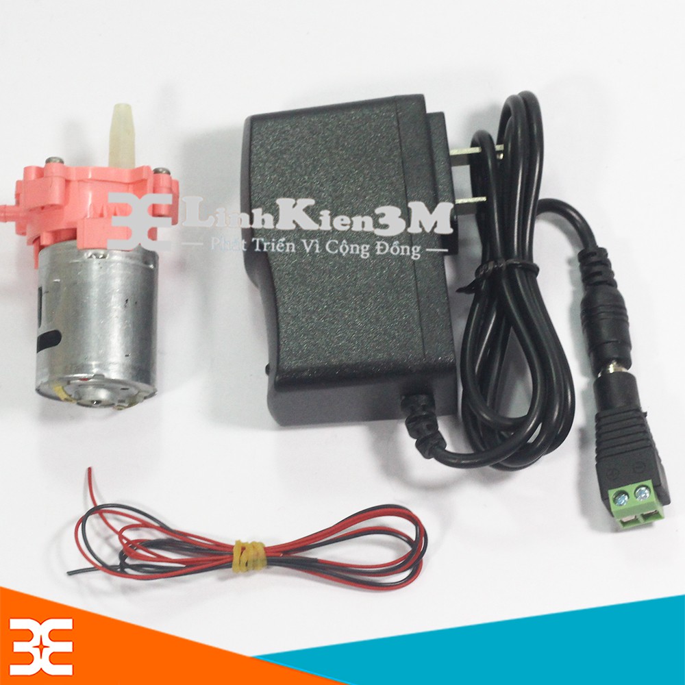 Máy Bơm Mini RS-360SH 12V Tặng Kèm Nguồn 12V-1A, 01 Jack Nối Nguồn Cái, 02 Đoạn Dây Điện Đỏ-Đen