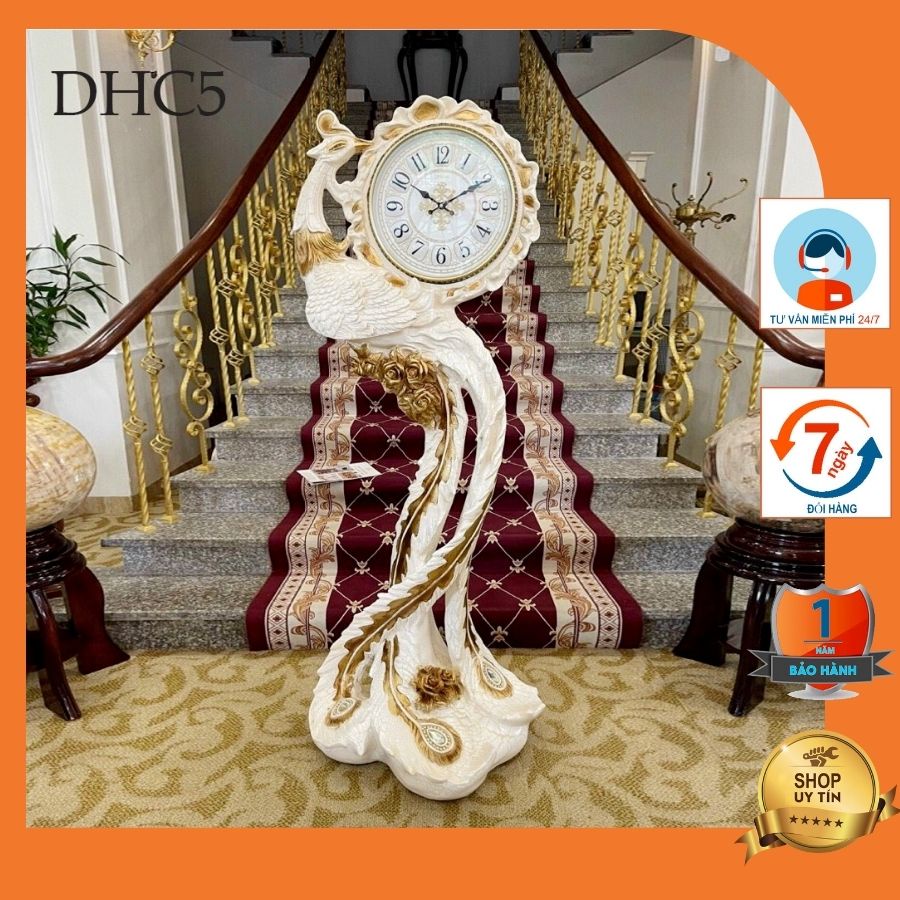 Đồng hồ cây khổng tước tinh tế phong cách tân cổ điển DHC5 - Chất liệu: Composite cao cấp.