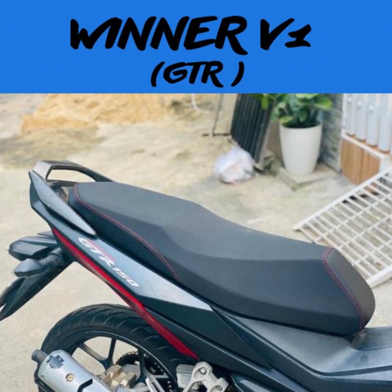 Yên Winner 2 tầng gọt góc cạnh kèm da xịn 4 chiều may phối chỉ Đỏ ( Mút với Da )