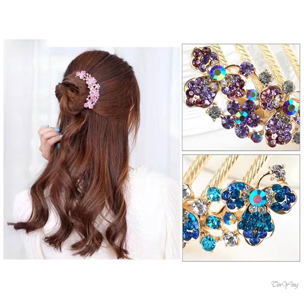 GETNOIVAS Lược Cài Tóc 7 Răng Đính Đá Nhiều Màu Phong Cách Retro Cho Nữ