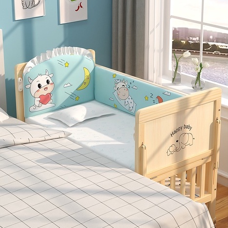 Cũi Gỗ Cho Bé Size 105*60*90 , Giường Cho Bé Có Bộ Quây Cũi Đã Năng 6 Chế Độ, Gỗ Thông, Có Thanh Chắn Giờng