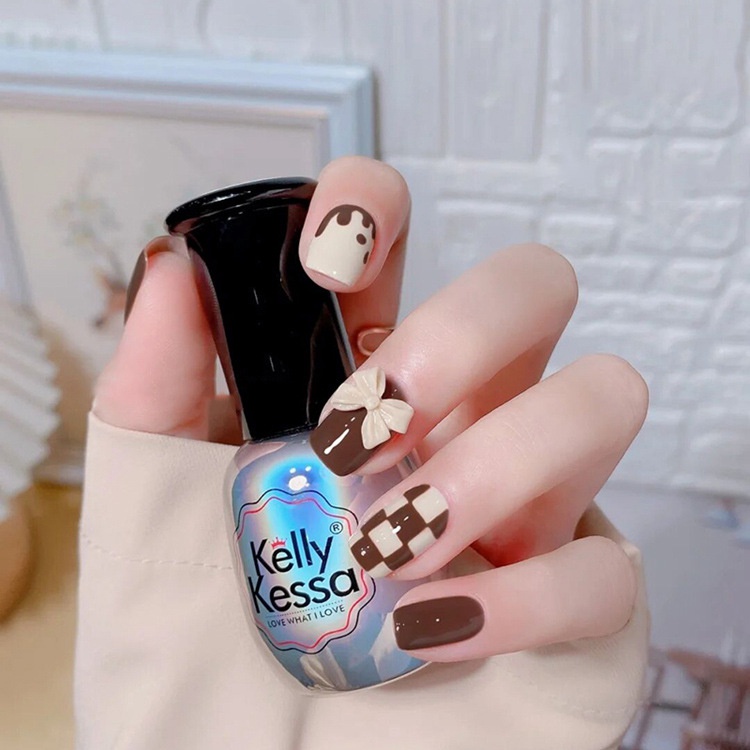 Miếng Dán Trang Trí Móng Tay Màu Cà Phê Có Thể Tháo Rời Tiện Dụng