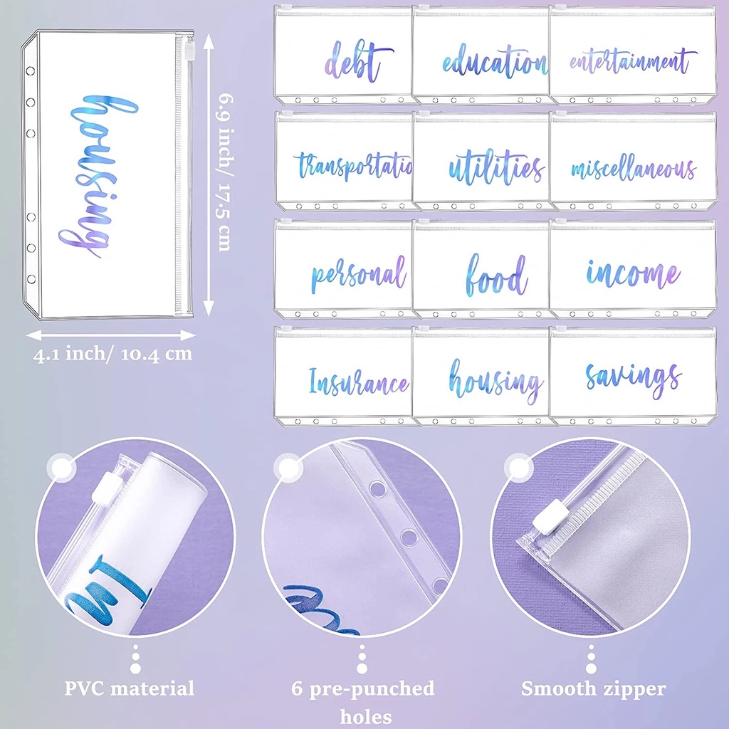 Bộ 12 Bìa Sổ Tay Có Khóa Kéo Khổ A6 Tiện Dụng