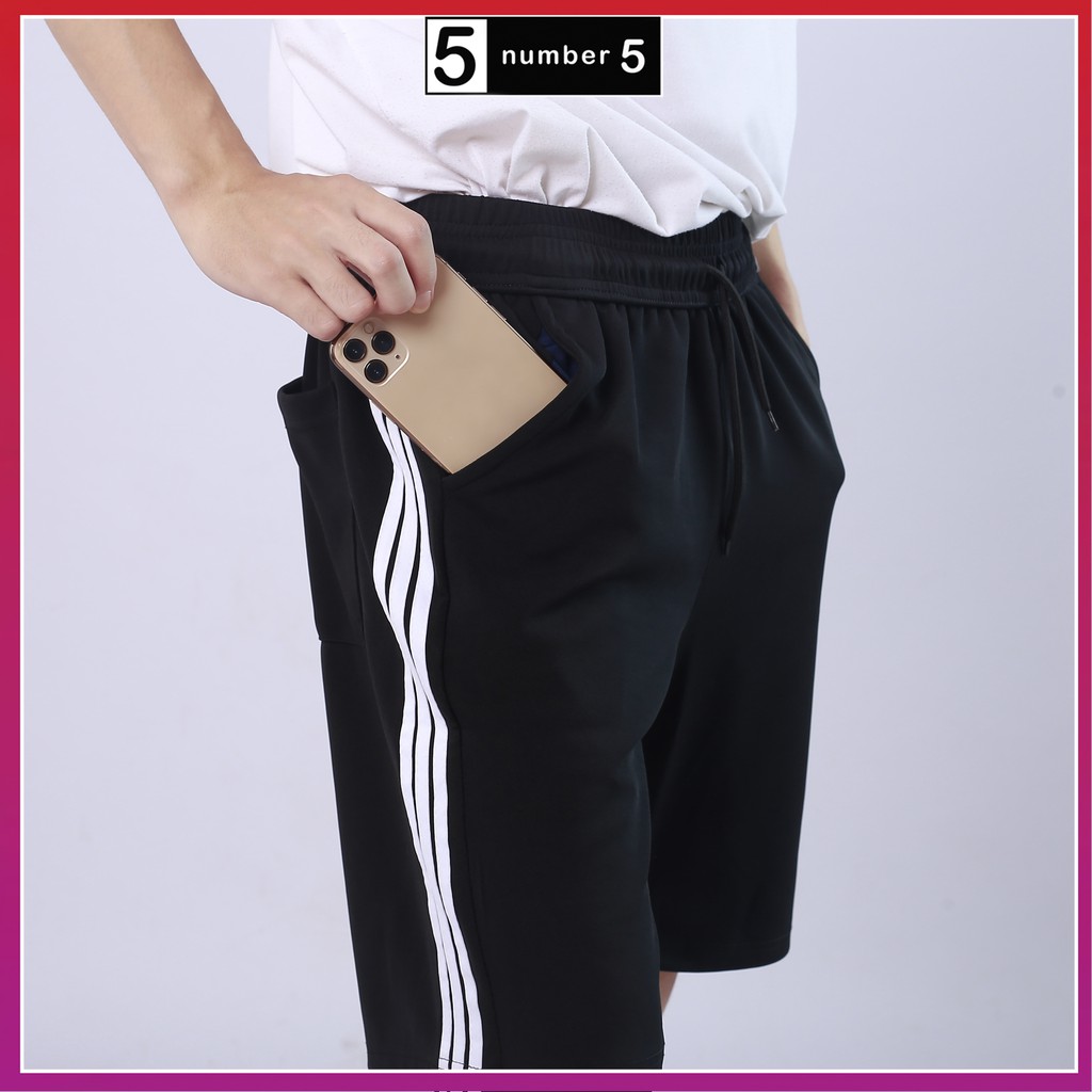 Quần Short Nam 3 Sọc Thể Thao Unisex NUMBER5 Vải Poly Cao Cấp Mềm Mịn
