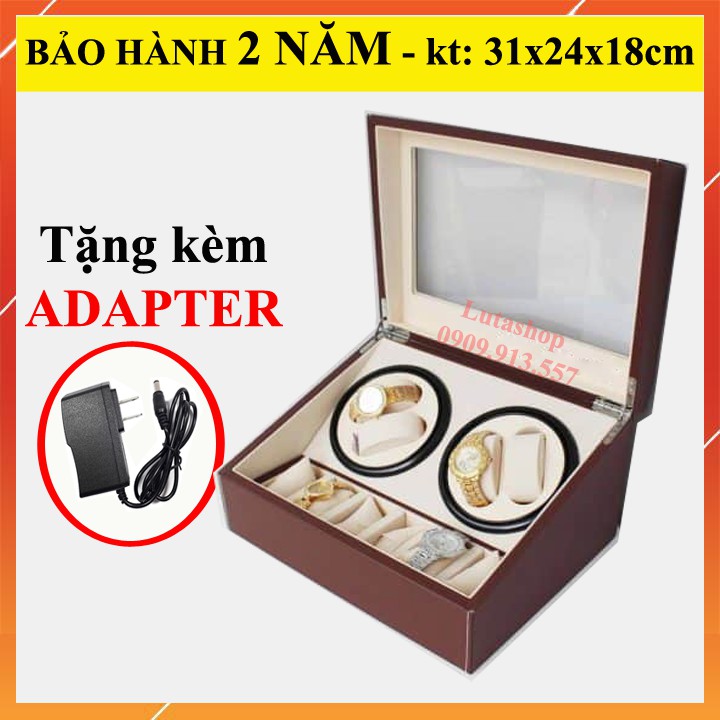 Hộp Đựng Đồng Hồ Cơ 2 Xoay 4 Automatic 6 Trưng Bày Giá Rẻ Da Cacbon Cá Sấu, Cao Cấp Gỗ Chính Hãng