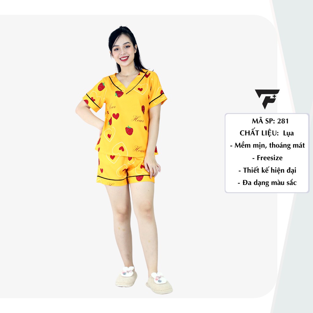 Bộ mặc nhà pijama nữ Lụa cao cấp FPLUS thiết kế cộc họa tiết cute 281