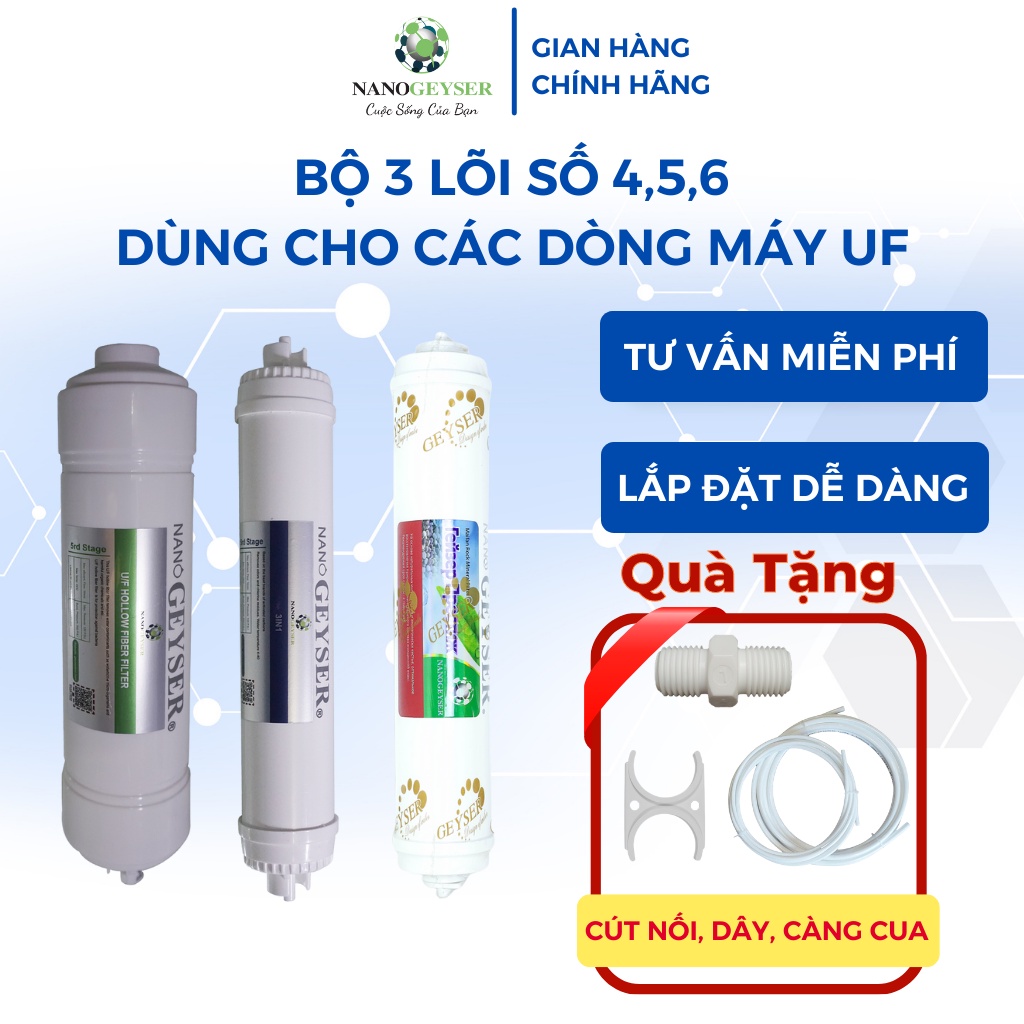 Bộ 8 lõi máy Nano Không điện không nước thải, NANO GEYSER dùng cho các dòng máy UF, máy Crystal không điện