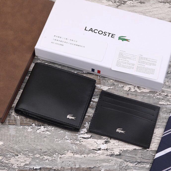 Lacoste Short Wallet Card Holder Package Wallets Leather Coin Purse Poch Bag