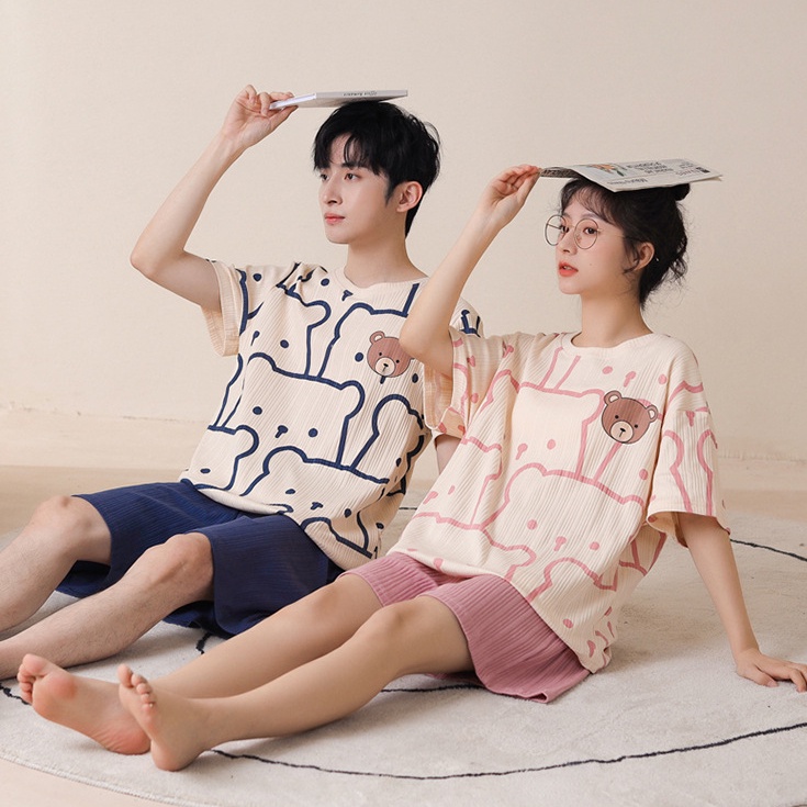 Bộ Đồ Ngủ In Hình Hoạt Hình Dễ Thương Thời Trang Mùa Hè Dành Cho Cặp Đôi