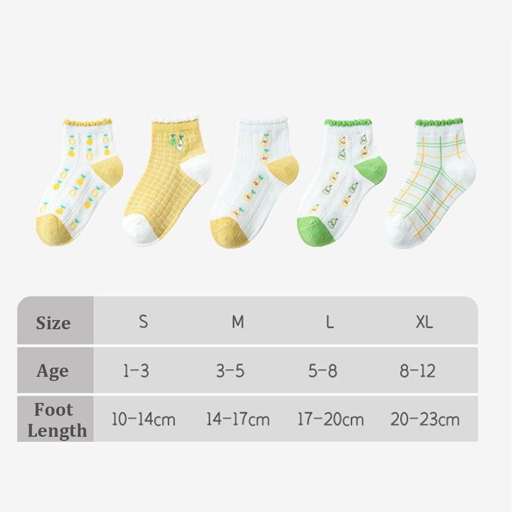 Set 5 Đôi Vớ Cổ Ngắn Mềm Mại Giữ Ấm Thoải Mái Họa Tiết Hoạt Hình Cho Bé Trai Và Gái
