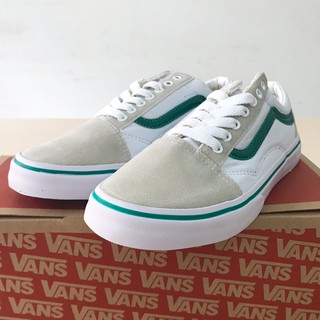 (Ảnh thật+Full box + tặng tất) Giày old skool da lộn trắng kẻ xanh