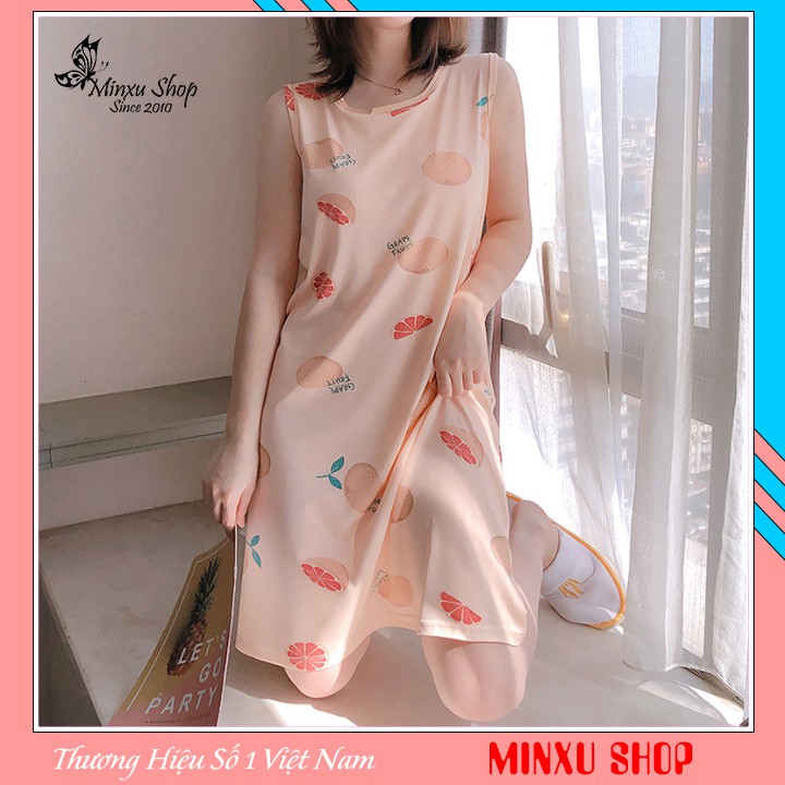 Váy Ngủ Đầm Ngủ Mặc Nhà Cotton Dáng Suông Sát Nách Minxu Shop - Mềm, Nhẹ - Thoải Mái - Phong Cách Hàn Quốc (Mã ST)