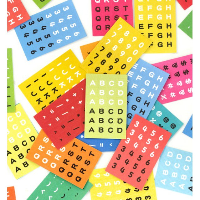 Hộp 48 tấm sticker Wenshu Colorful alphanumeric hình dán trang trí sổ tay | BSH045