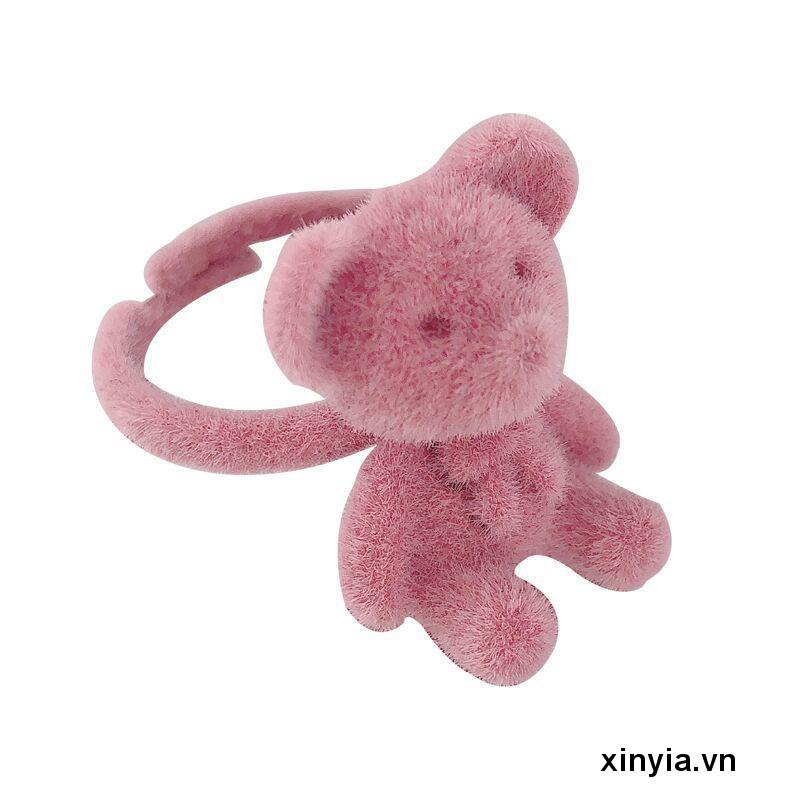 Nhẫn hở từ vải nhung mặt hình chú gấu đáng yêu hợp thời trang dành cho nữ