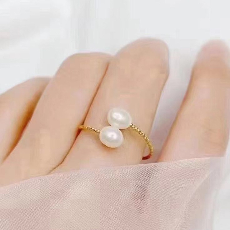 Nhẫn Đính Ngọc Trai Tự Nhiên Thời Trang Dễ Phối Đồ Cho Nữ
