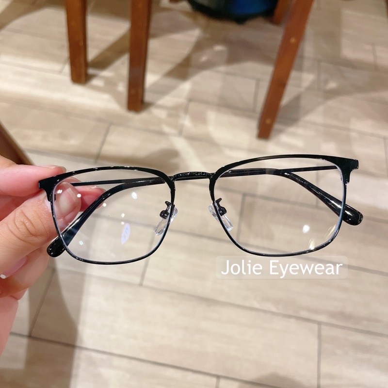 Kính không độ, gọng kính cận kim loại vuông bầu thanh mảnh nam nữ Jolie eyewear 9279 - Lắp cận theo yêu cầu