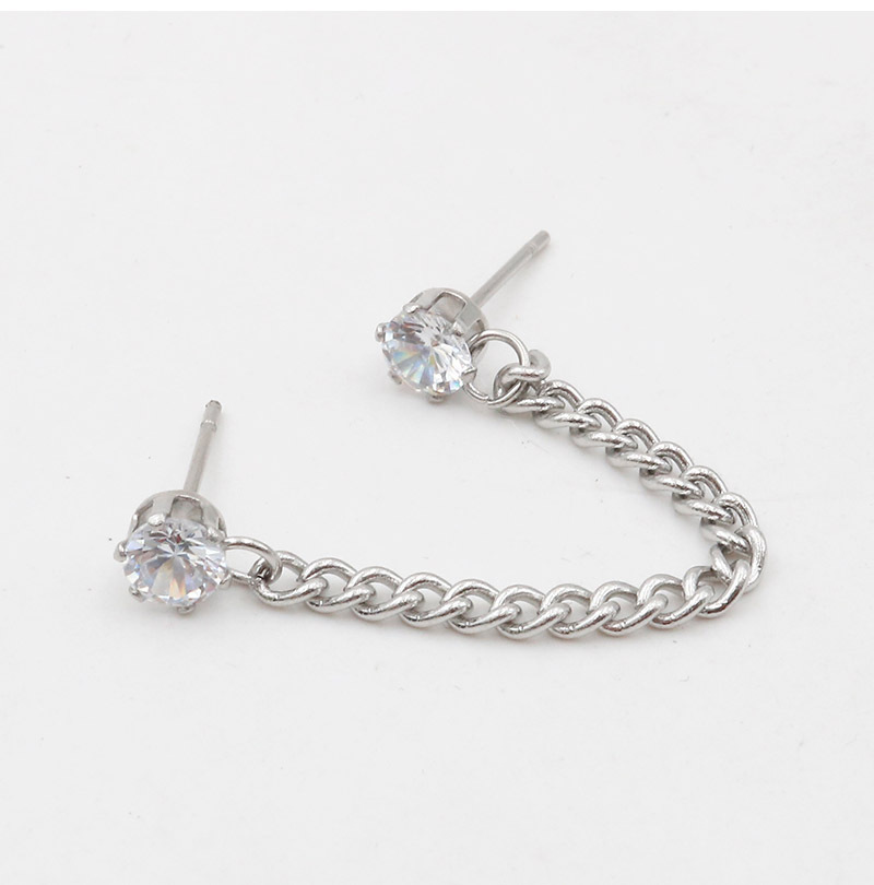 1 Bông tai xỏ lỗ phối dây xích phong cách hiphop