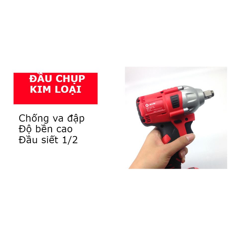 Máy Siết Bulong KEN 72V - TẶNG 1 Đầu khẩu - Máy bắt vít, máy siết bu lông 72V đa năng