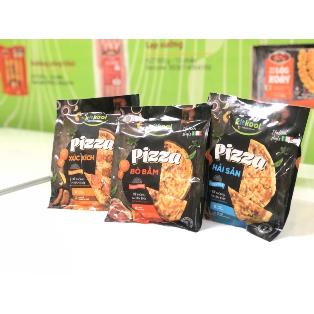 Bánh Pizza bò bằm, xúc xích, hải sản gói 140g