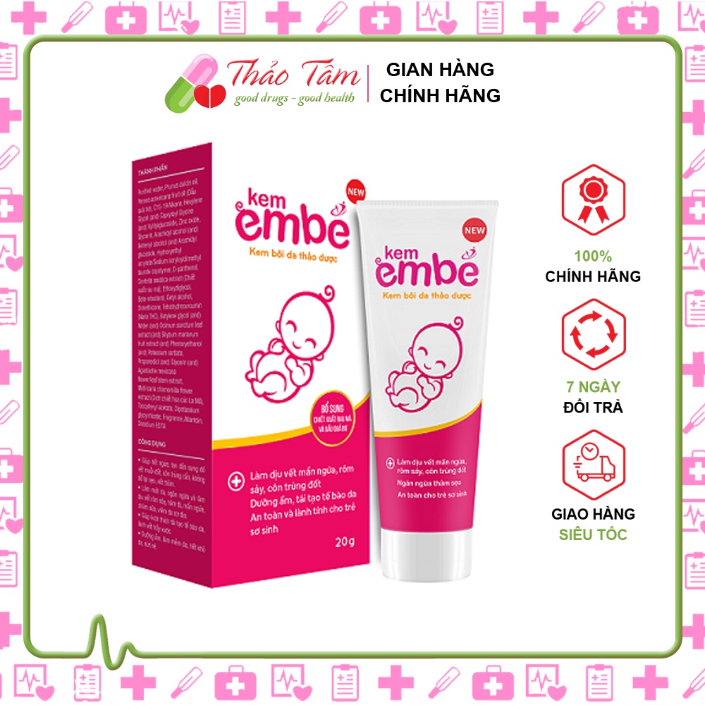 Kem Em Bé dưỡng ẩm da mờ sẹo ngừa thâm viêm da cơ địa muỗi đốt rôm sảy chàm sữa mẩn ngứa mát da Hộp 20g