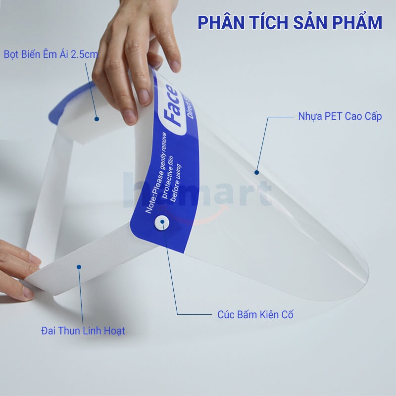 Tấm Chắn Giọt Bắn Phòng Dịch Face Shield Kính Bảo Hộ Y Tế Nhựa PET Chống Mờ Kính Hạng A