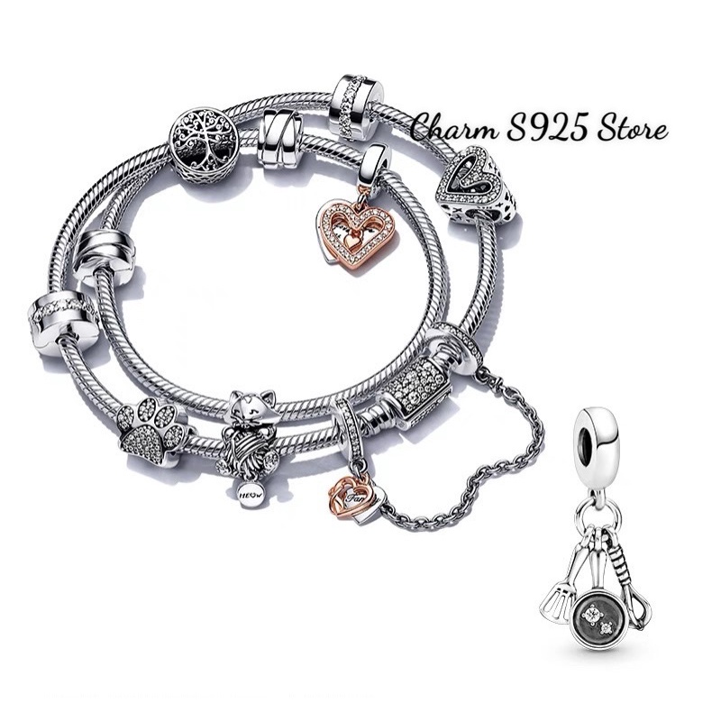 charm pan treo bộ dụng cụ nhà bếp bạc s925 cao cấp