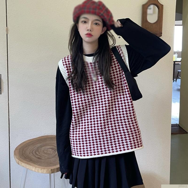 Áo len không tay cổ tròn phong cách Hàn Quốc dành cho nữ