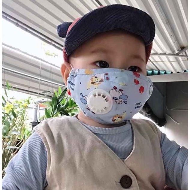 Khẩu trang cho bé vải kháng khuẩn 4 lớp có van thở Goodmama
