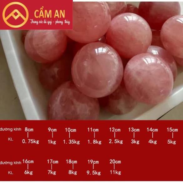 Quả Cầu Phong Thủy T.A Hồng mạng THỔ và HỎA nặng 5 Kg, Đường Kính 15 cm [XẢ KHO 5 Kg] - Phong thủy Cẩm An