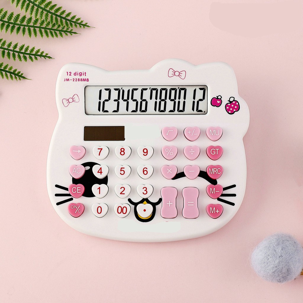 Máy Tính Hình Mèo Hello Kitty Có Pin Siêu Dễ Thương Kute Sử Dụng Pin Và Năng Lượng Mặt Trời