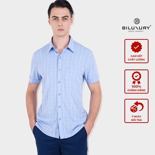 Áo sơ mi nam ngắn tay Biluxury kẻ caro cổ điển trẻ trung dễ mặc thân thiện với làn da 4SMCC003XAH