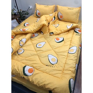 [Thanh lý hàng] Bộ Chăn Phao Ga Gối Poly Set 5 Món mẫu Bơ vàng