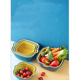Set 3 rổ nhựa vuông , tặng kèm 3 chậu nhựa pp