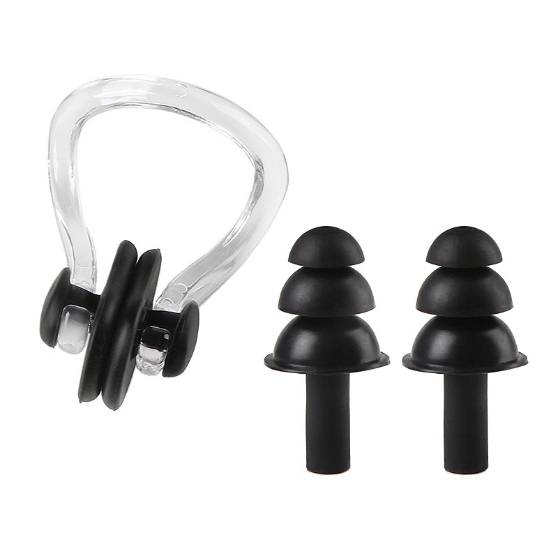 Bộ 2 Combo Nút Bịt Tai Và Kẹp Mũi Bằng Silicone Chống Nước Đi Bơi