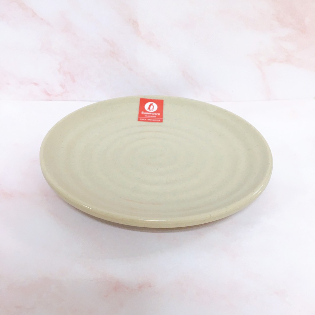Đĩa Vuông - Tròn Có Vân SUPERWARE Nhựa Phíp 100% Melamine Nâu Đá - Stone