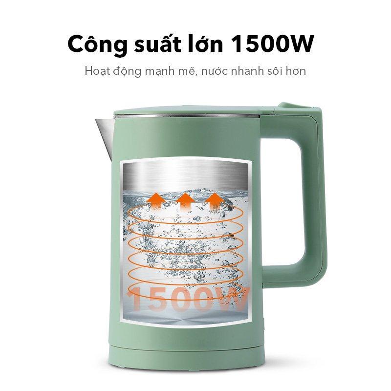 Ấm Đun Siêu Tốc Inox 304 SAMONO SW-R1 2 Lớp Chống Nhiệt 1500W 1.8L - Hàng Chính Hãng (Bảo Hành 12 Tháng)