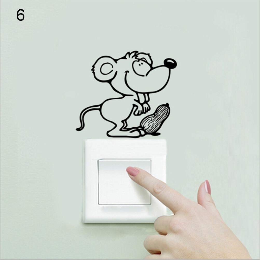 [springeven] Sticker Vinyl Dán Tường Nghệ Thuật Hình Chó Mèo Có Thể Tháo Gỡ Trang Trí Công Tắc Phòng