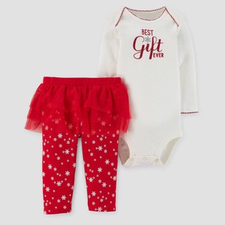 Set body tay dài + quần dài bé gái carter
