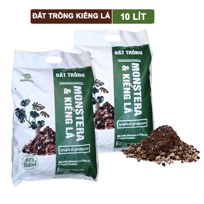 ĐẤT TRỒNG Monstera, kiểng lá, bao 10 lít , giá thể trộn sẵn, đầy đủ chất Tropical Premium