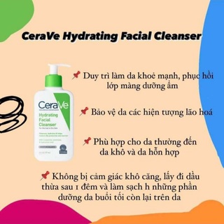 Sữa rửa mặt Cerave Hydrating Facial Cleanser_236ml_da thường đến khô