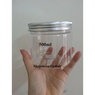Hũ nhựa trong nắp thiếc 500ml MV12