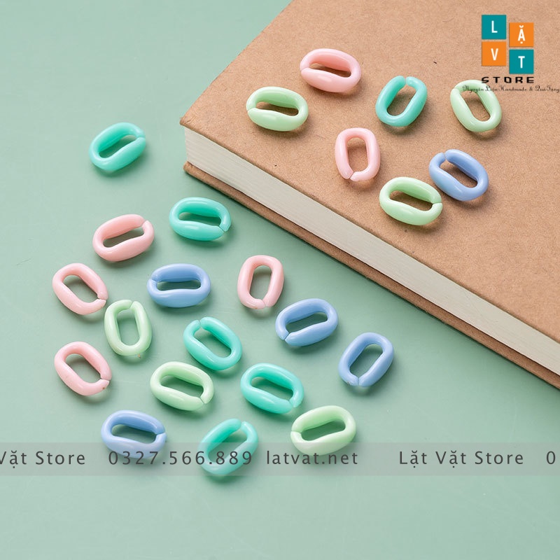 10 cái Mắt xích nhựa màu pastel, làm dây xích, dây chuyền, dây đeo khẩu trang, đồ DIY quà tặng - Mối nối nhựa ghép
