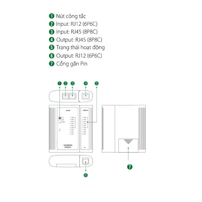 Bộ Test cáp mạng Ugreen 10950 (thích hợp cho cáp mạng RJ45,RJ11/12)