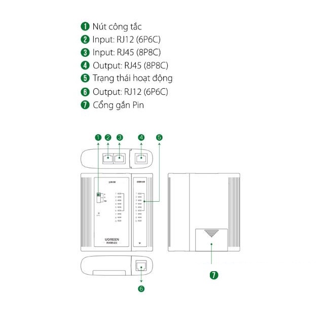 Bộ Test cáp mạng Ugreen 10950 (thích hợp cho cáp mạng RJ45,RJ11/12)