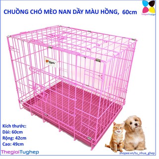 HN- Chuồng nuôi chó mèo SD60 lồng chó gấp gọn sơn tĩnh điện (màu ngẫu nhiên) chuồng nhốt chó mèo, chuồng nuôi thú cưng